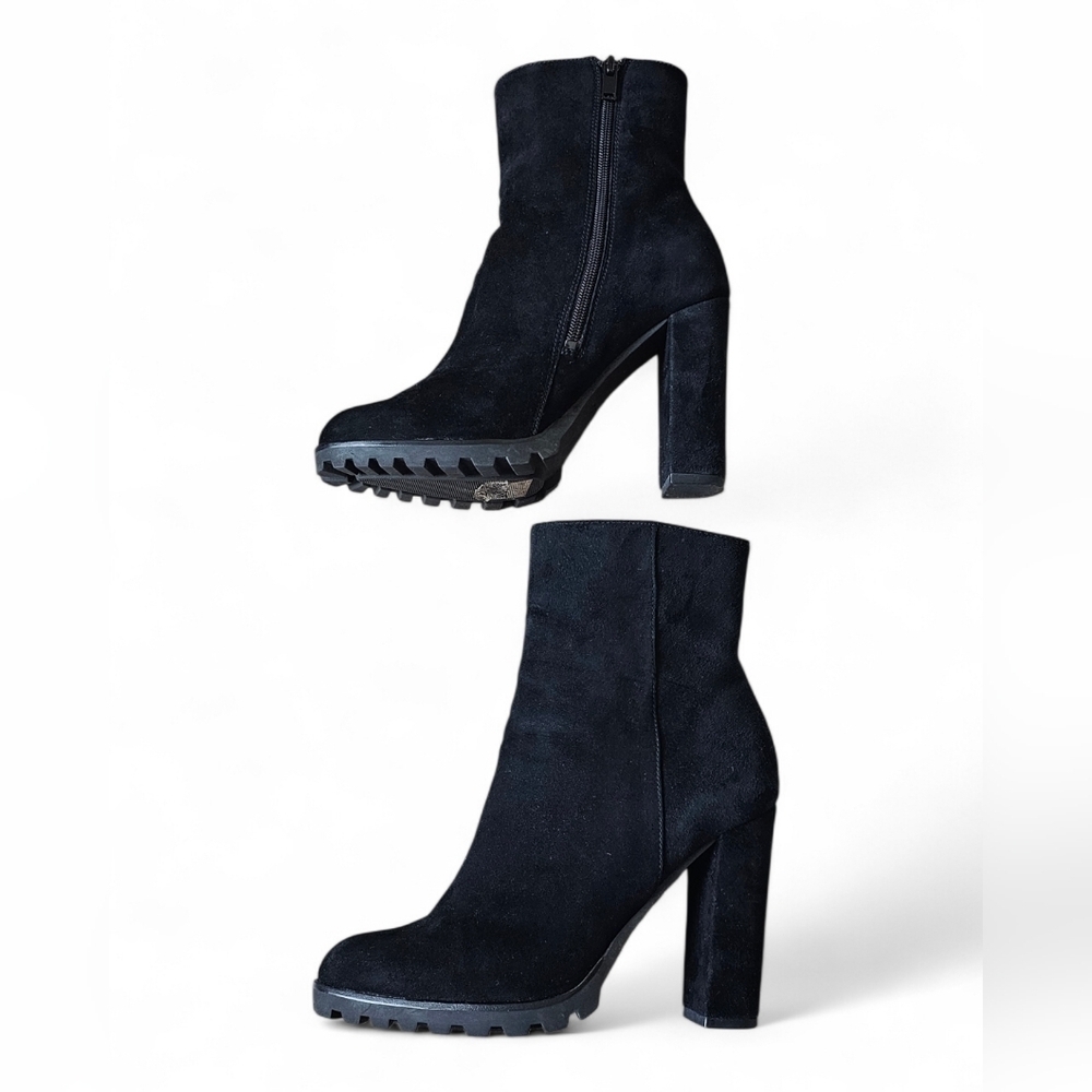 ALDO Women’s Black Suede Block Heel Ankle Boots Size 8.5 - Picture 5 of 9